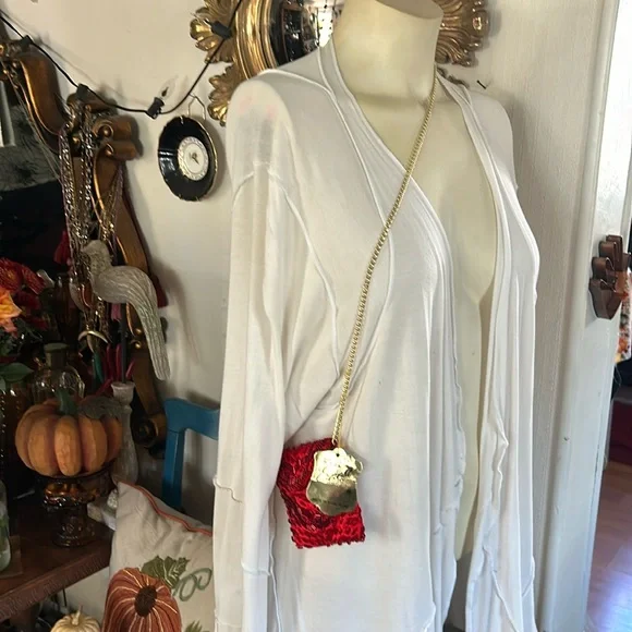 Vintage MISTER ERNEST Mini Formal Evening Red Beaded Crossbody Bag - Picture 5 of 8